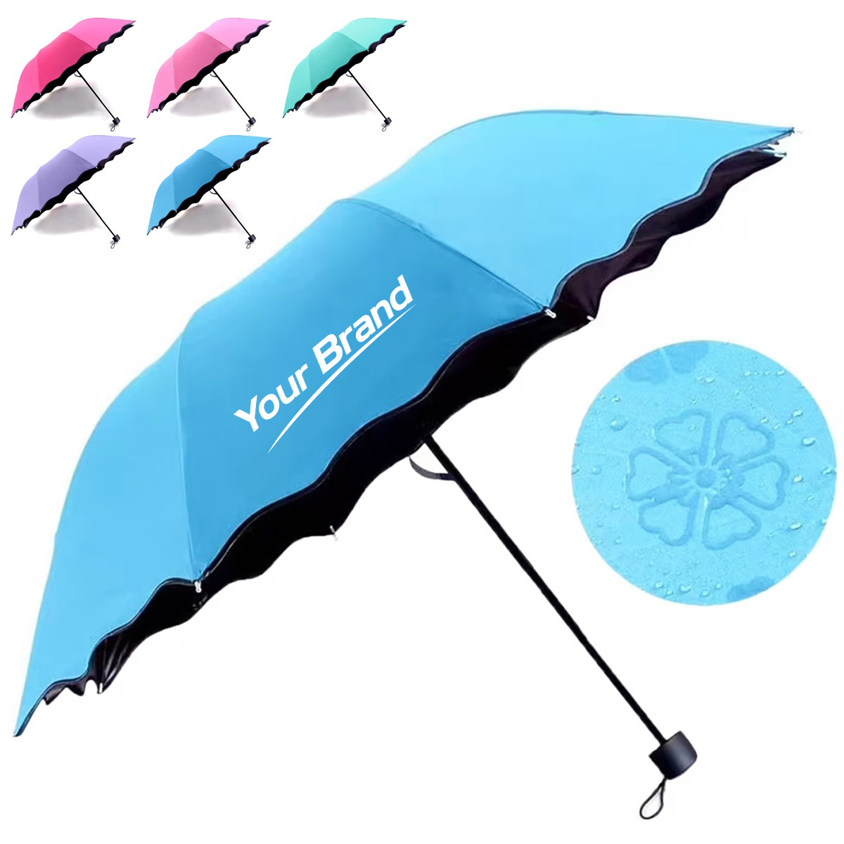38" Magic Blossom Water Activated Anti UV Folding Umbrella
