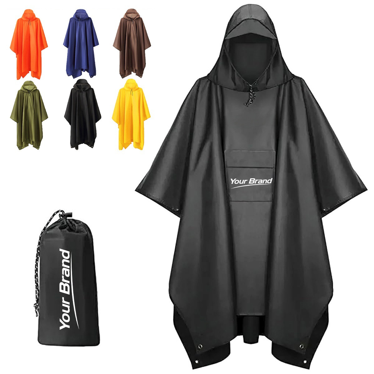 3 In 1 Hooded Rain Poncho Camping Tarp Mat