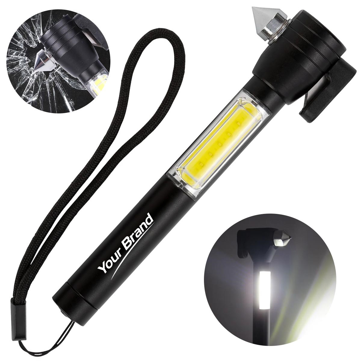 Car Safety Hammer Flashlight With Seatbelt Cutter