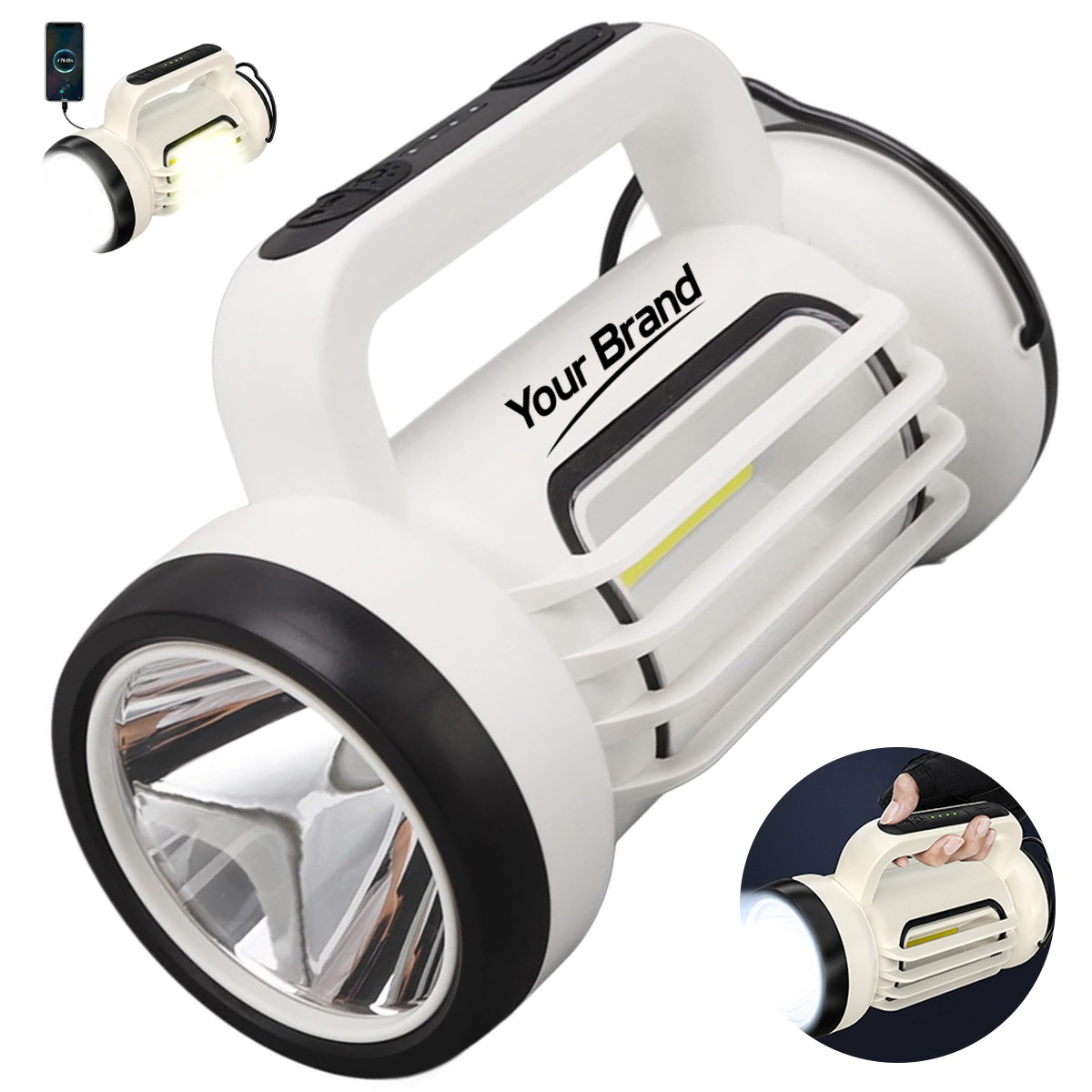 Rechargeable LED Searchlight With COB Side Lantern