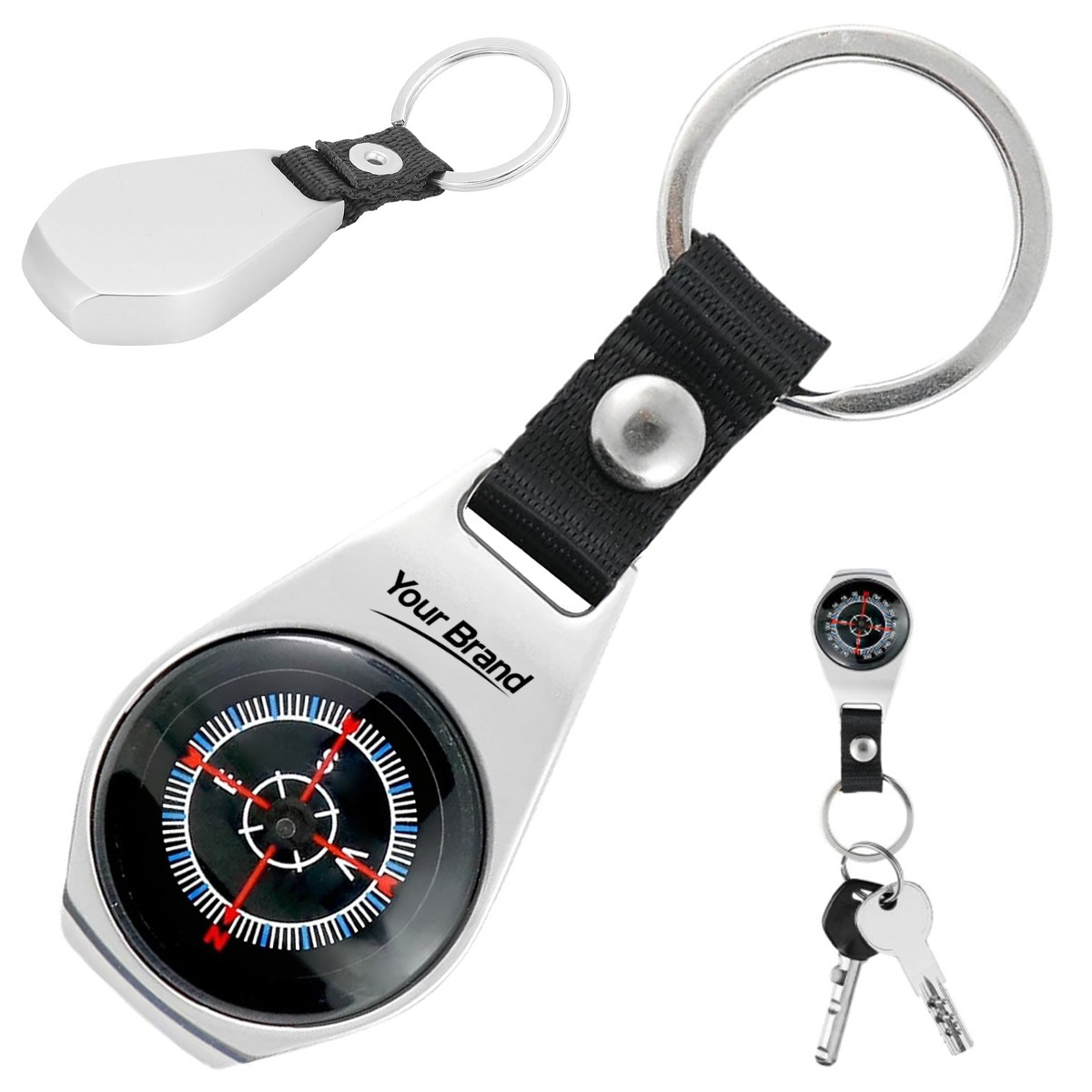 Zinc Alloy Compass Keychain With Direction Navigation