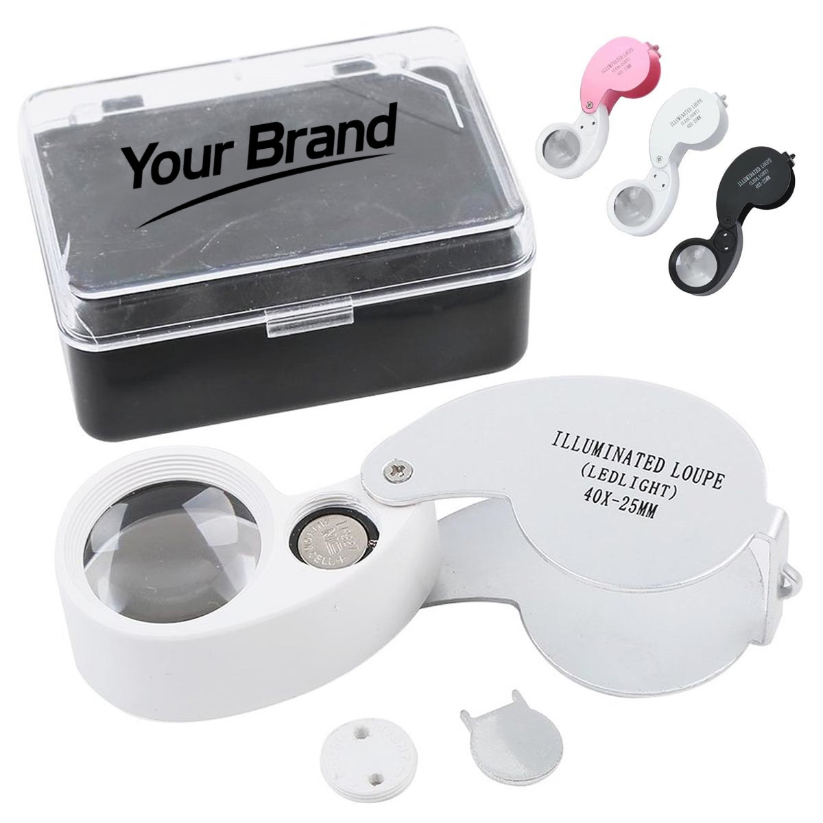 40x Illuminated Foldable Metal Jewelry Loupe LED Magnifier