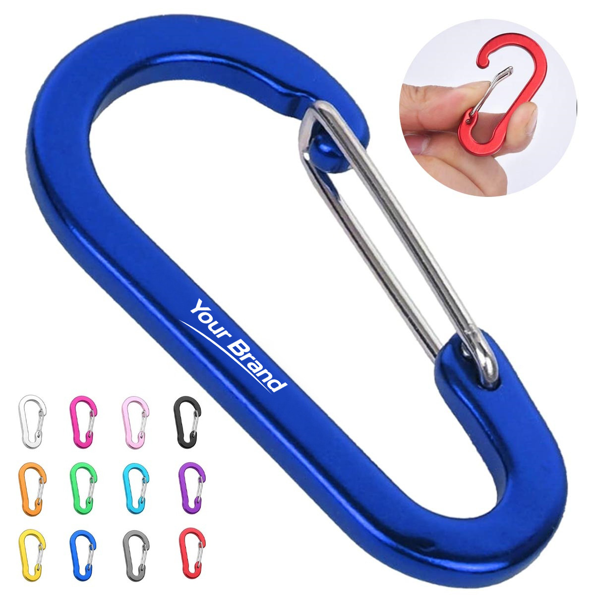 Aluminum D Shape Carabiner Keychain Spring Snap Clip