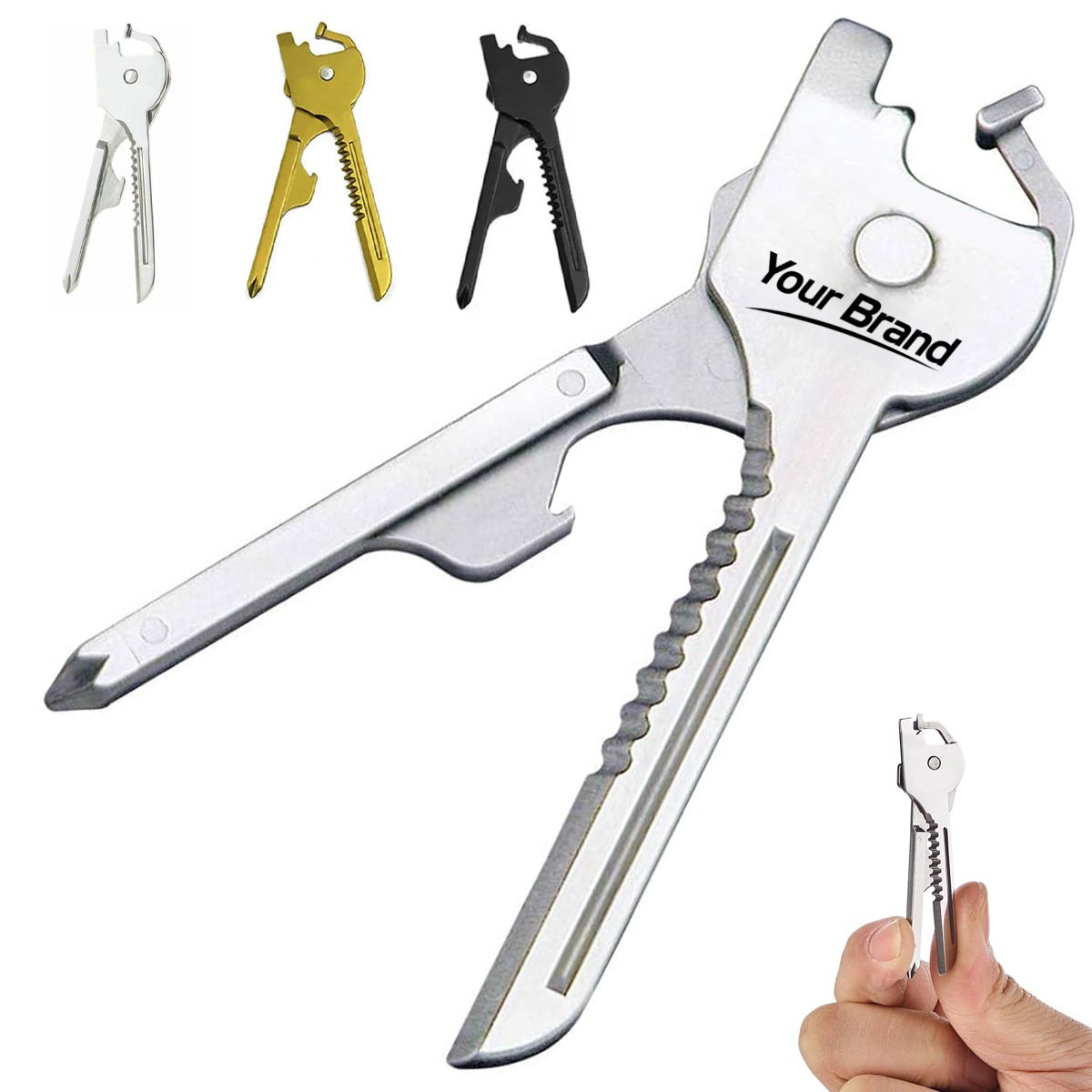 6 In 1 Stainless Steel Key Shaped Pocket Multi Tool