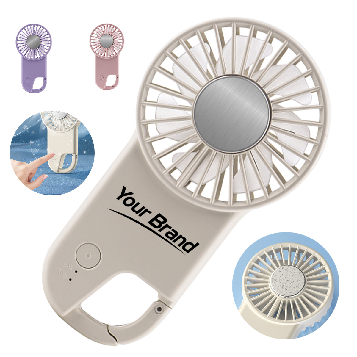 Portable Handheld Ice Cooling Fan With Carabiner Clip