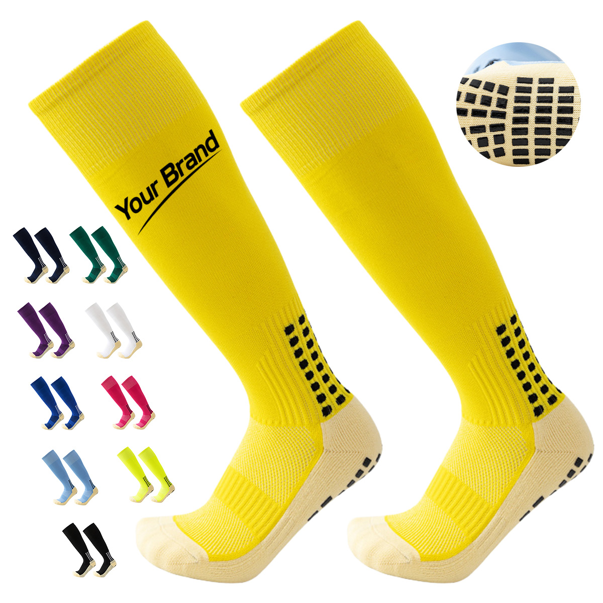 Non Slip Grip Cushioned Knee High Soccer Socks