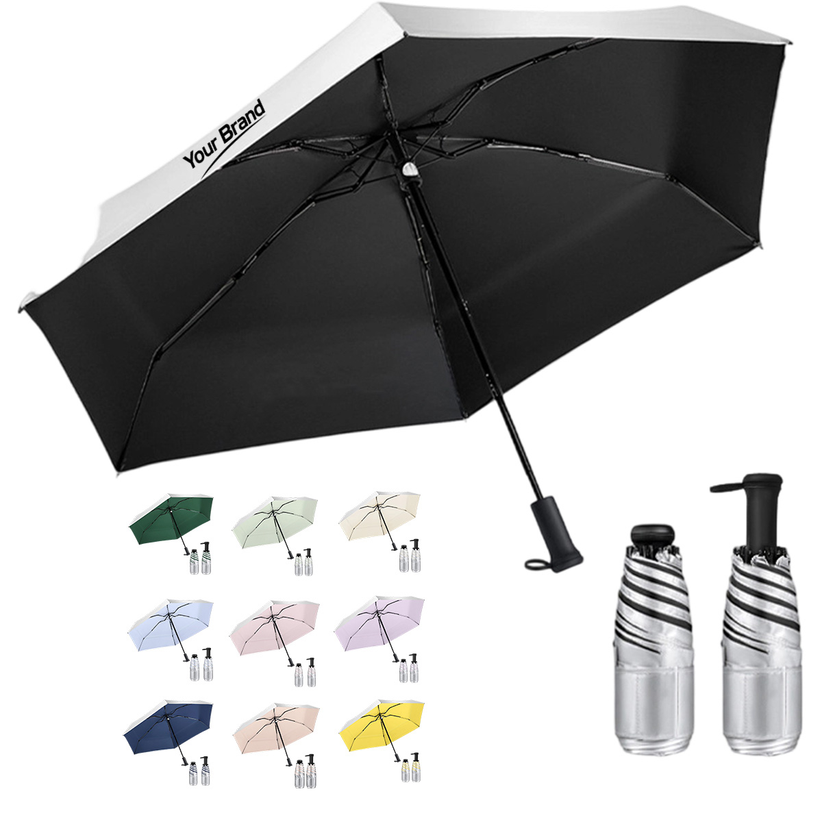38 inch Titanium Silver Anti UV Pocket Sun Umbrella