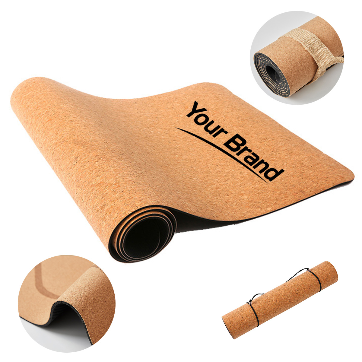 Natural Cork Yoga Mat With Non-Slip Rubber Base