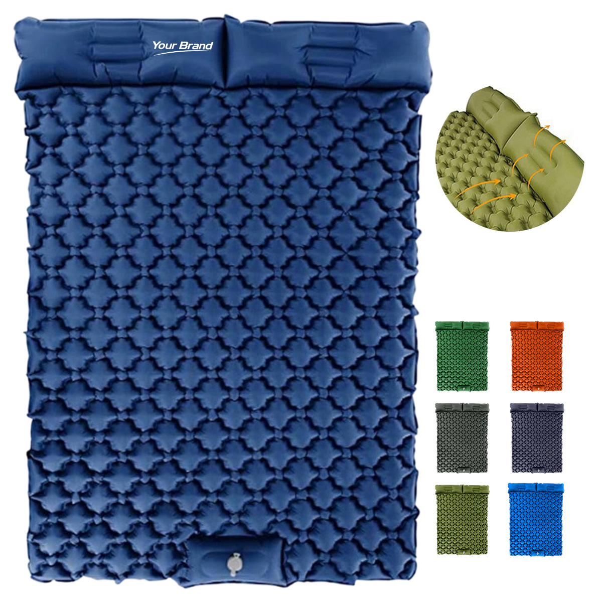 Outdoor Inflatable Camping Sleeping Pad With Pillow