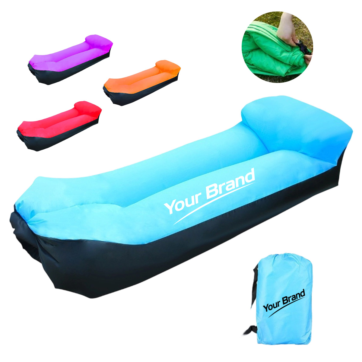 Portable Ripstop Inflatable Air Lounger Sofa With Headrest