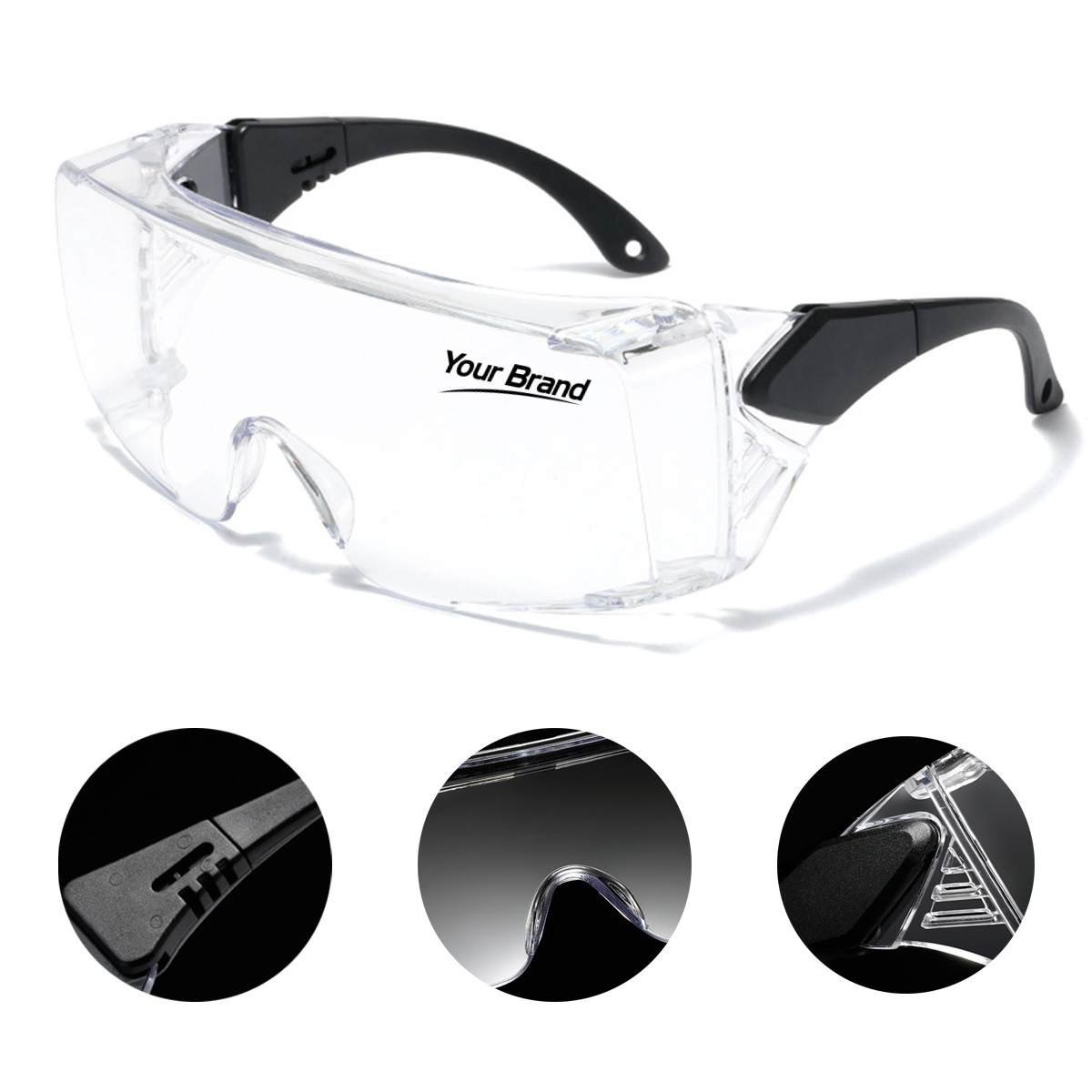 Industrial Protective Safety Glasses With Adjustable Temples