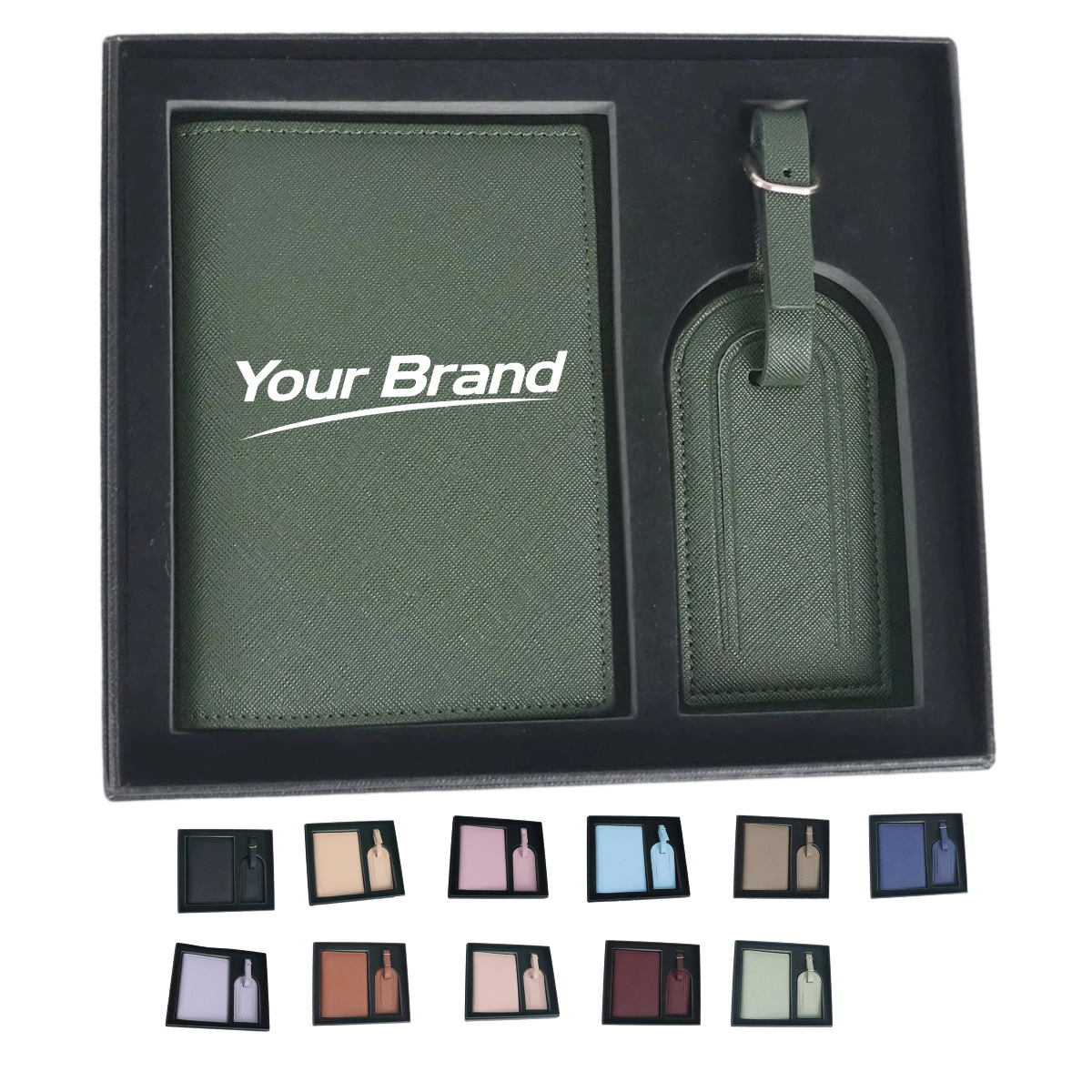 Leatherette Passport Holder Luggage Tag Gift Set
