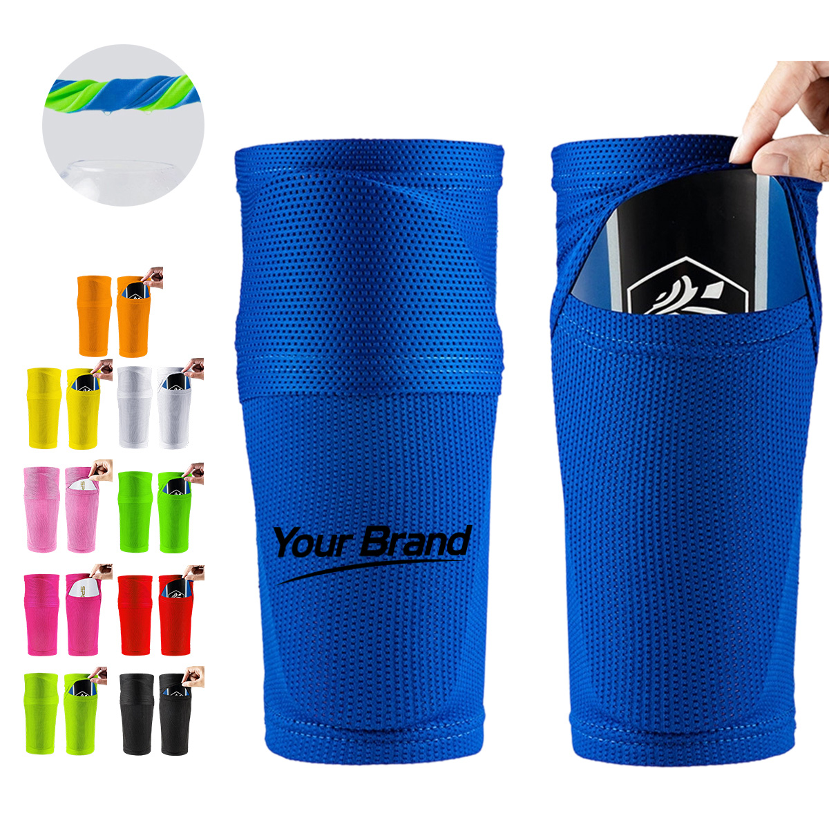 Anti Slip Compression Soccer Shin Guard Pocket Sleeve