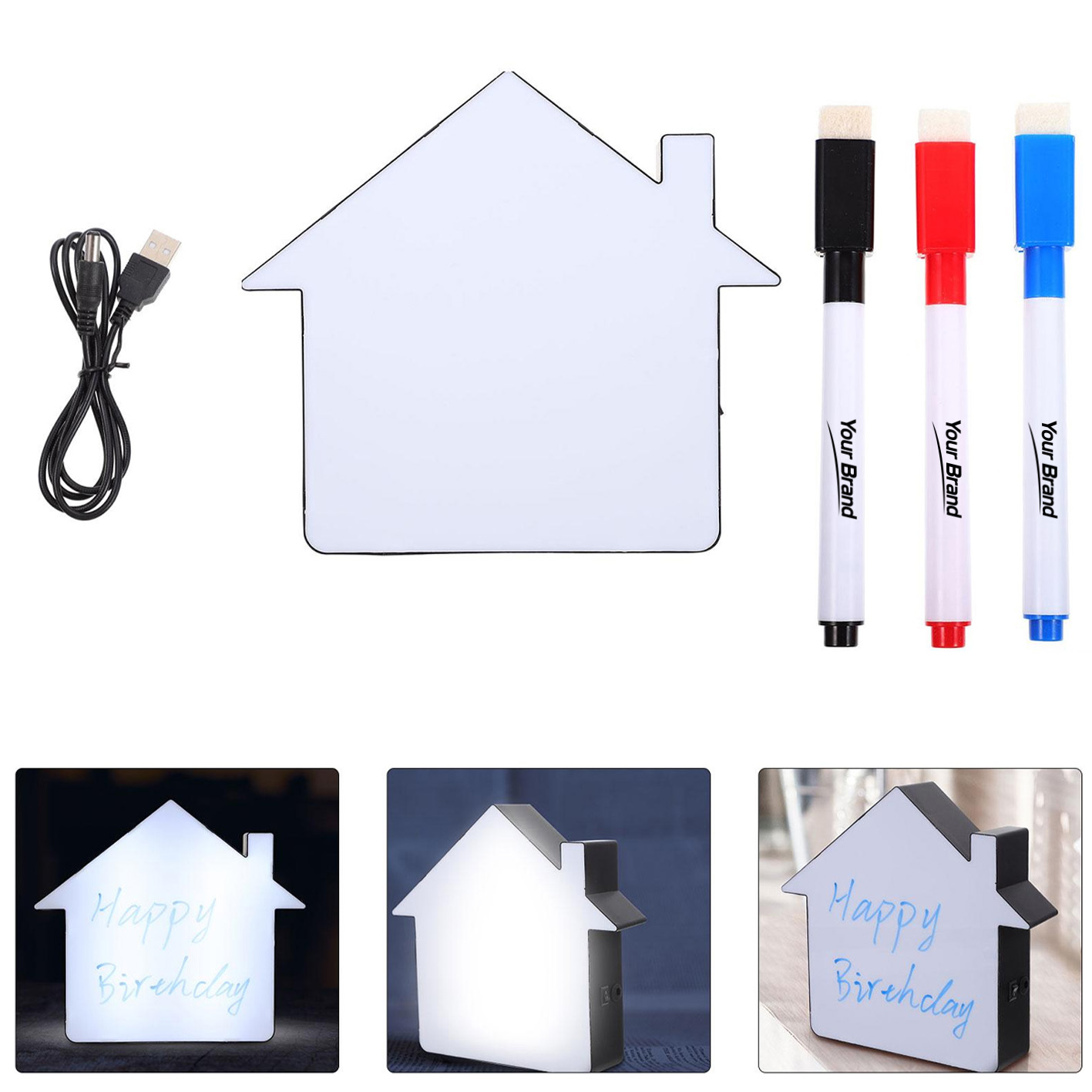 House Shaped LED Message Light Box with Markers