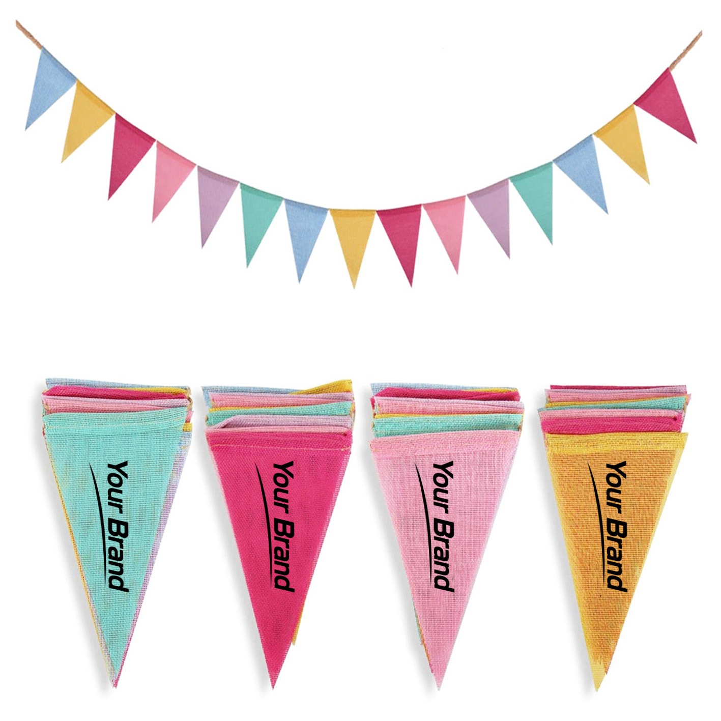 Reusable Burlap Pennant Banner Flag String