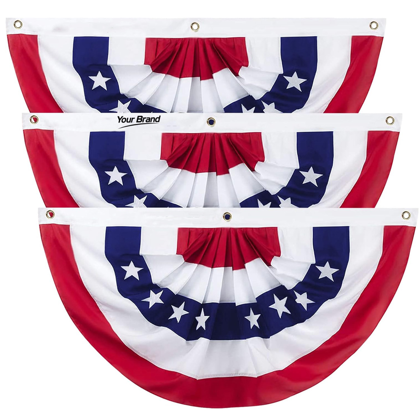 Patriotic American Flag Pleated Fan Bunting Banner