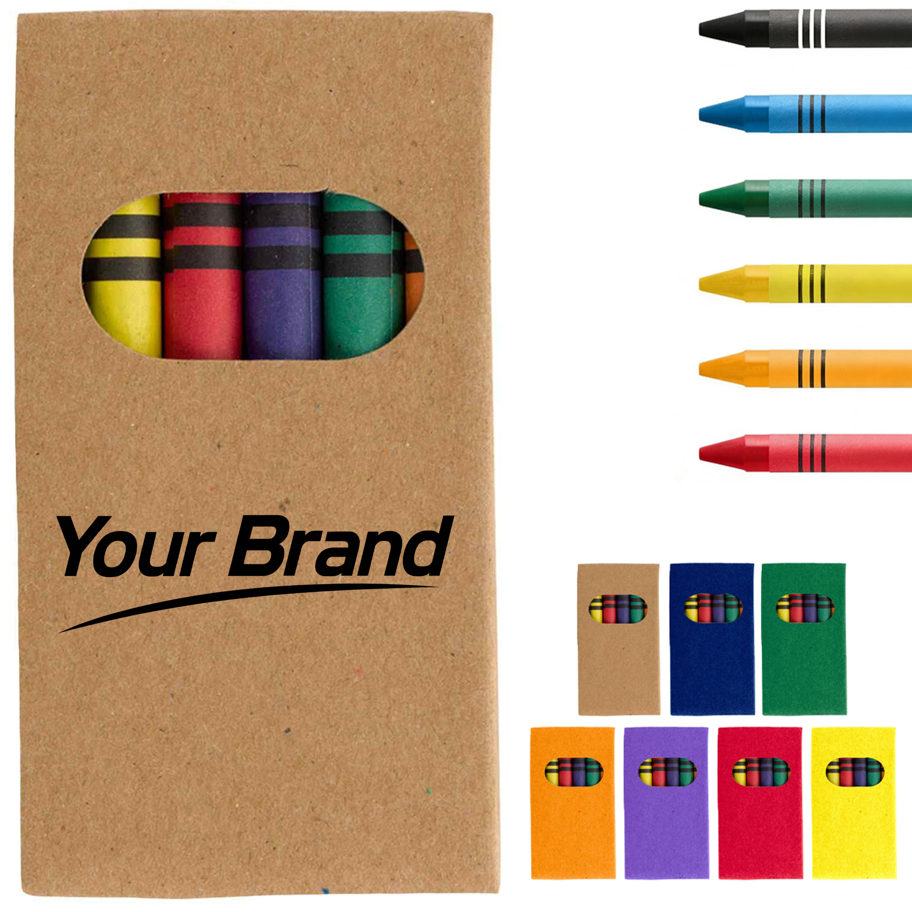 6 Pcs Wax Crayon Set In Kraft Box