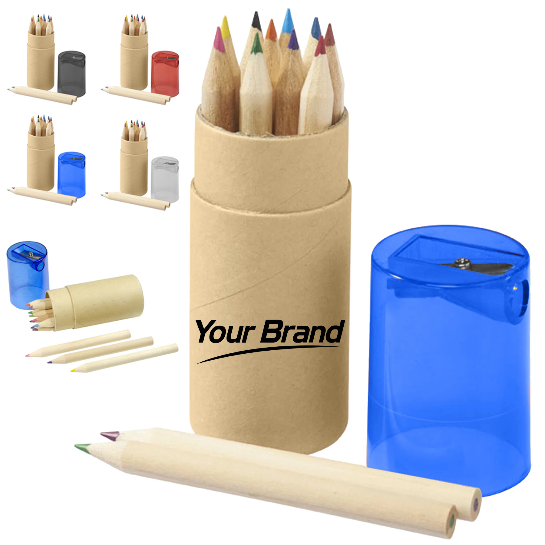 12 Pcs Wood Colored Pencil Set In Tube With Sharpener