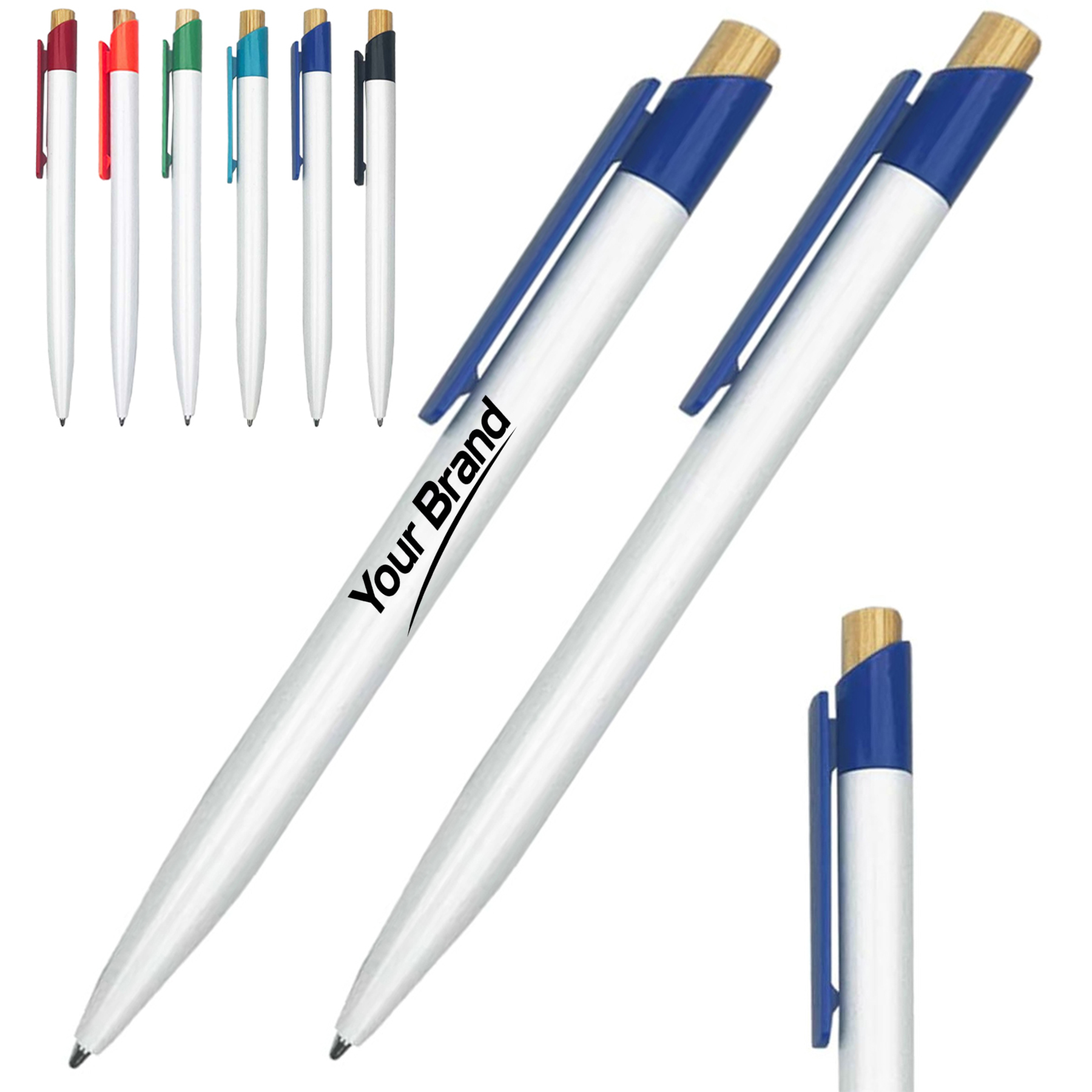 Bamboo Accent Retractable Plastic Ballpoint Pen