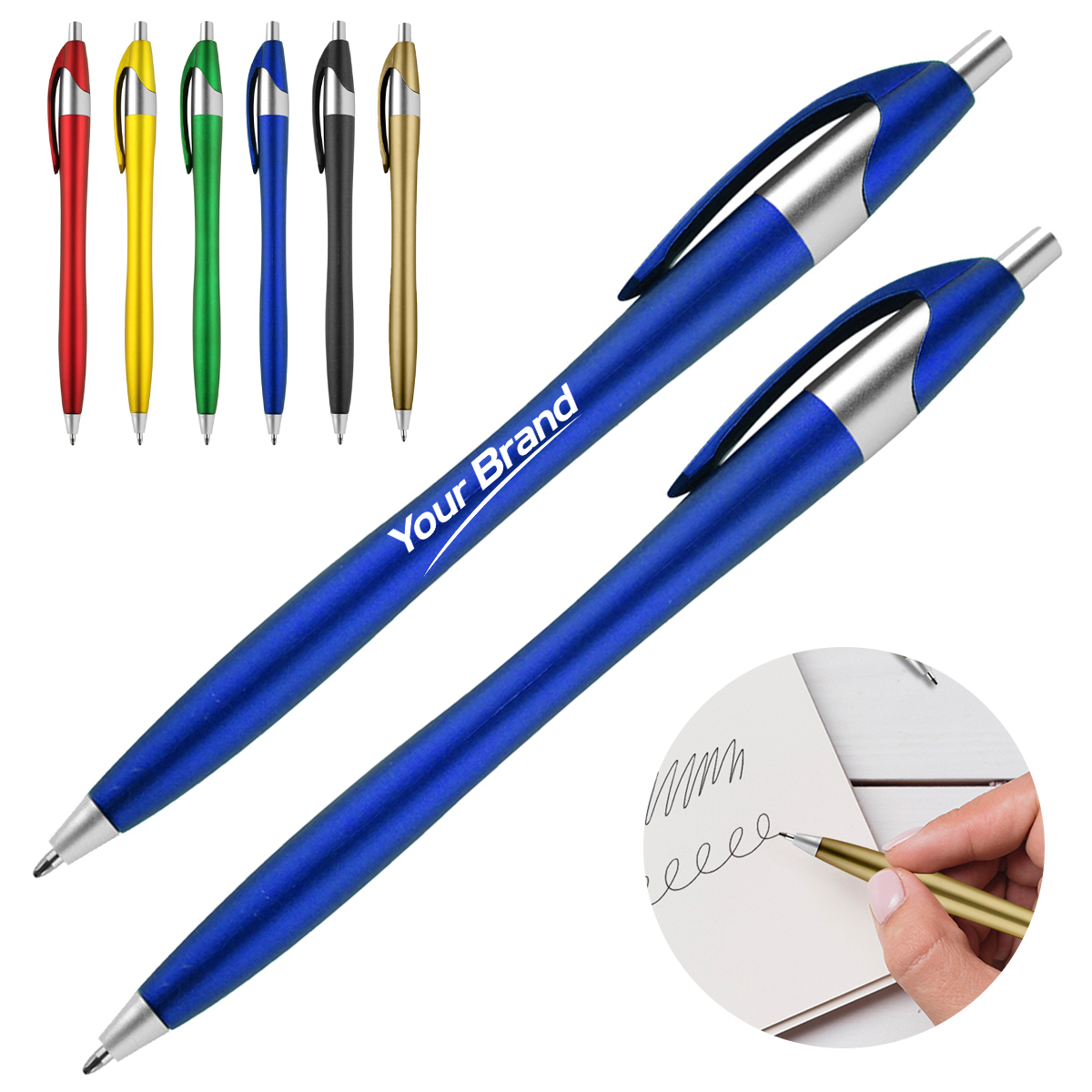 Metallic Finish Plastic Retractable Ballpoint Pen