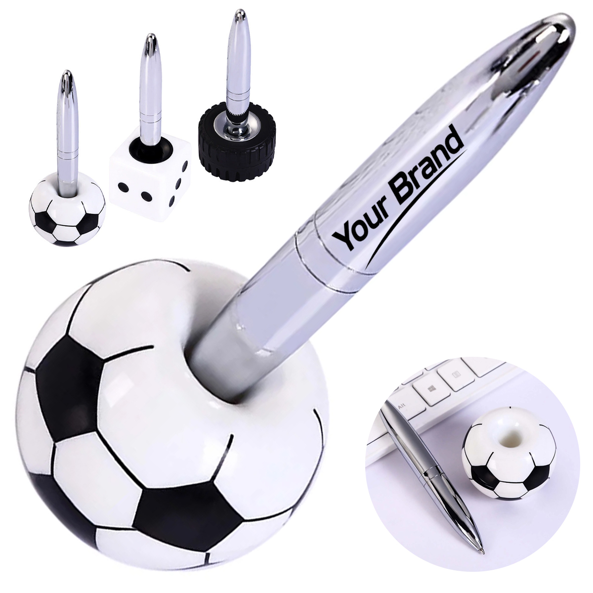 Soccer Ball Desk Pen With Stand