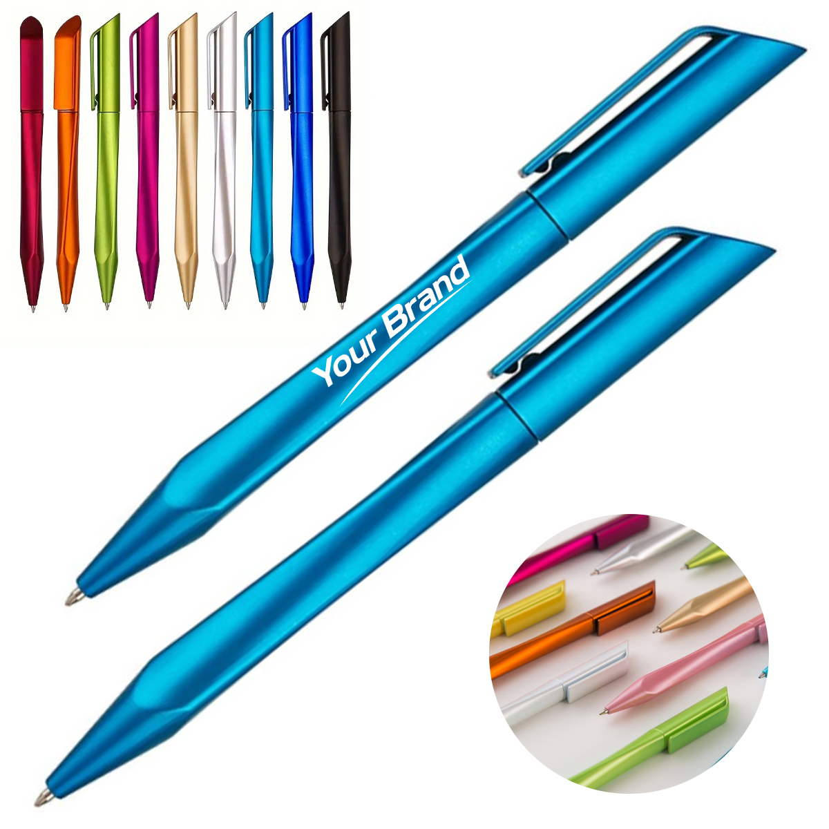 Twisted Triangular Metallic Finish Ballpoint Pen