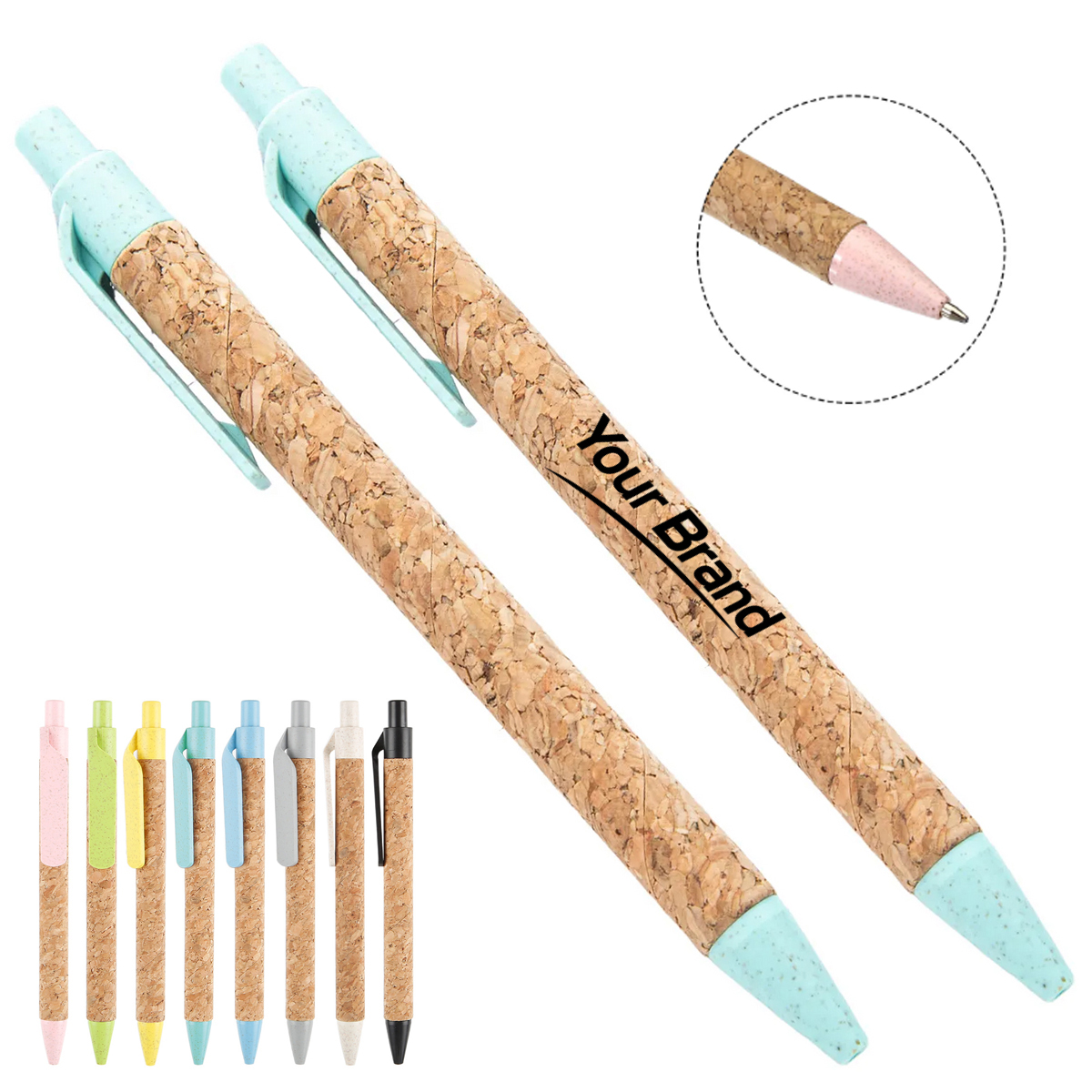 Cork Wheat Straw Retractable Ballpoint Pen