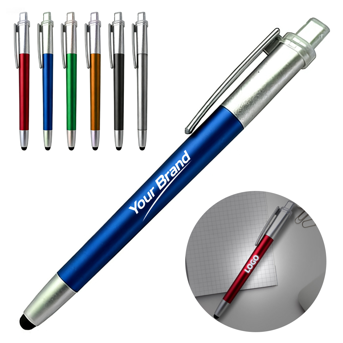 Illuminated Logo Stylus Ballpoint Pen With Glow Effect