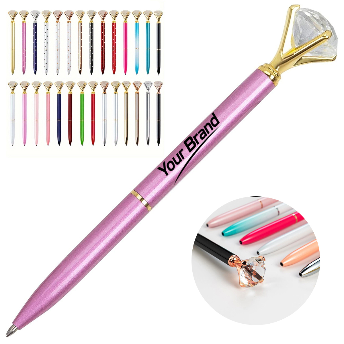 Crystal Diamond Top Metal Ballpoint Pen