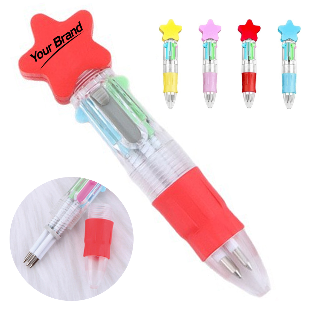 Mini Star Top 4 In 1 Multicolor Retractable Shuttle Pen