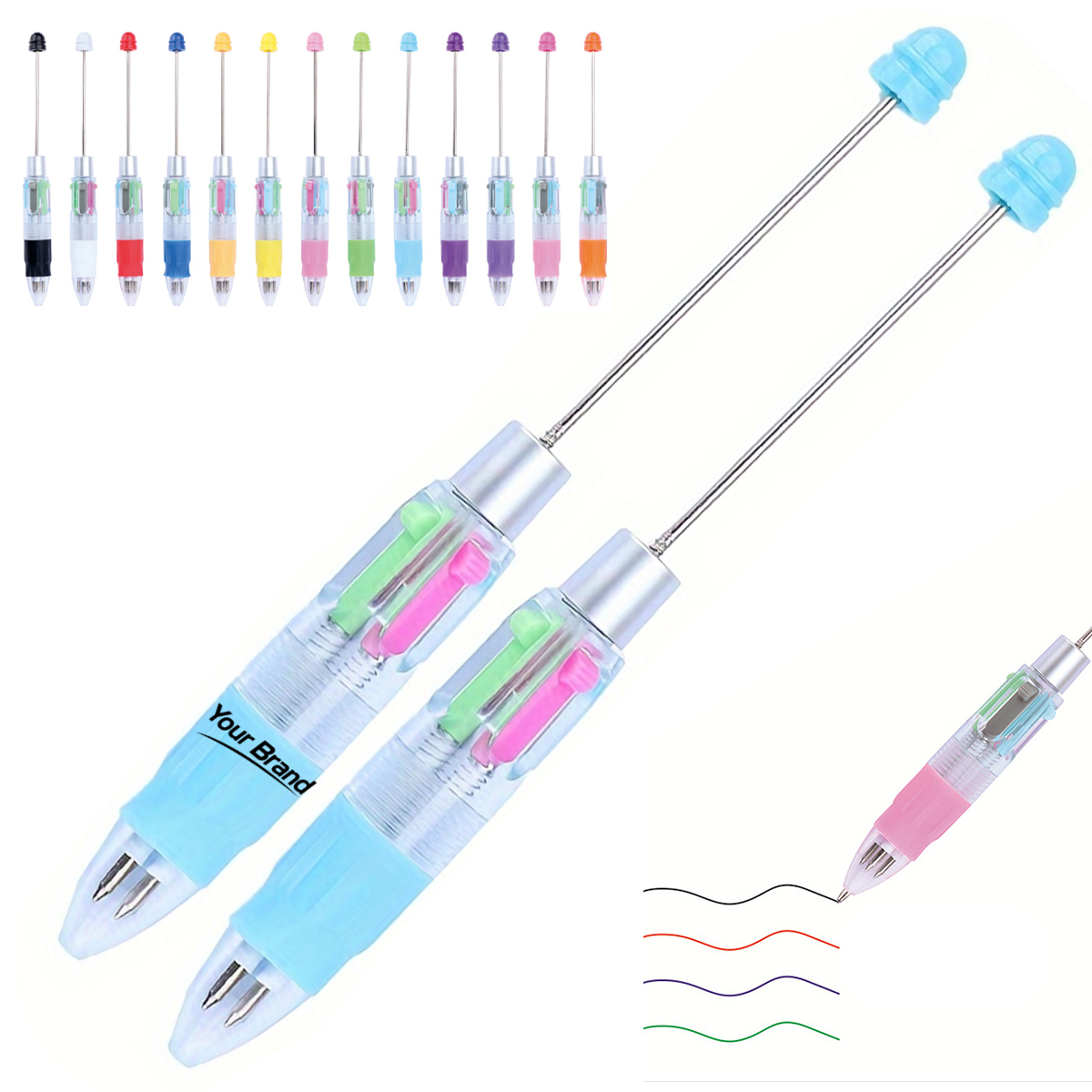 DIY Beadable 4 In 1 Multicolor Stylus Ballpoint Pen