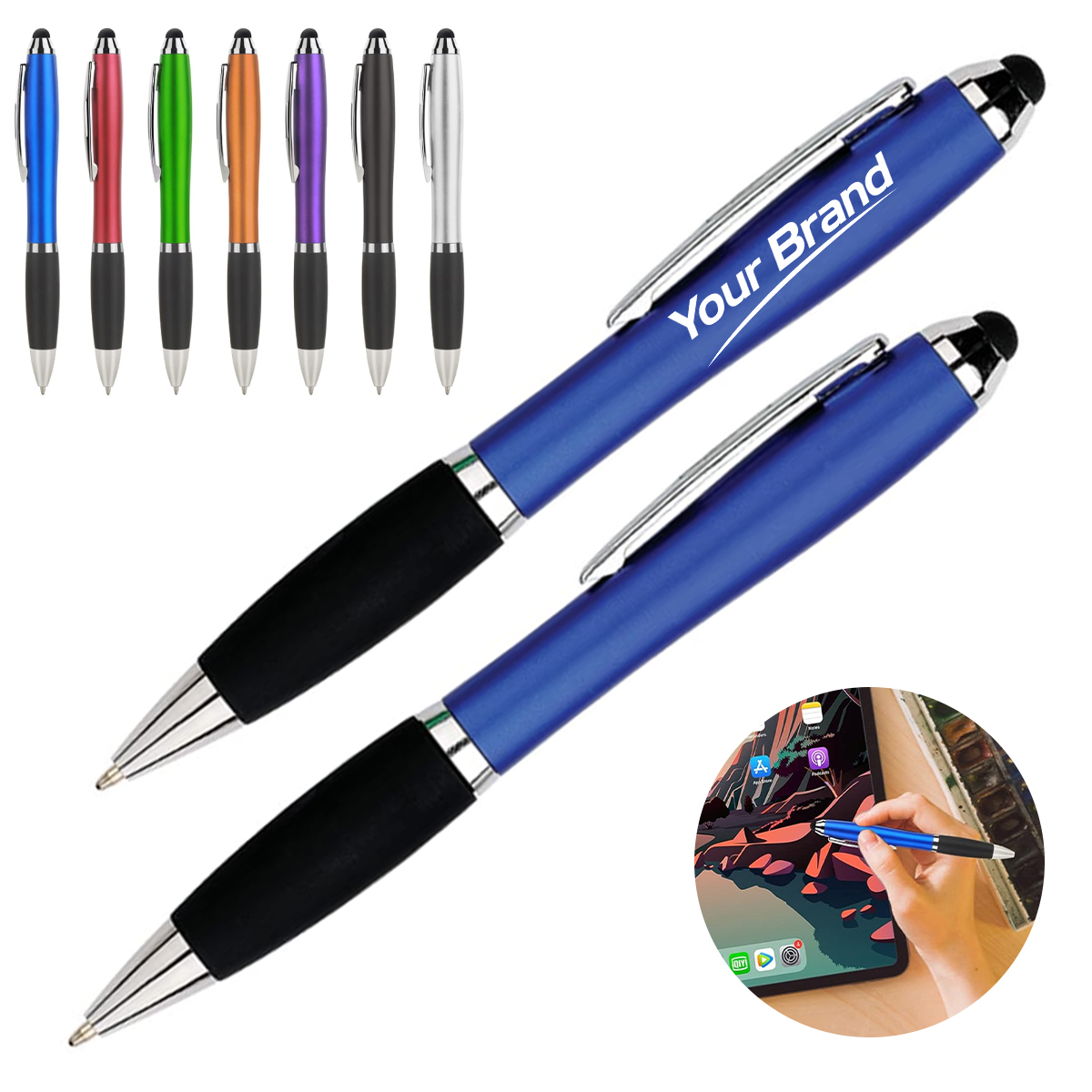 LED Light Up Logo Stylus Twist Action Ballpoint Pen