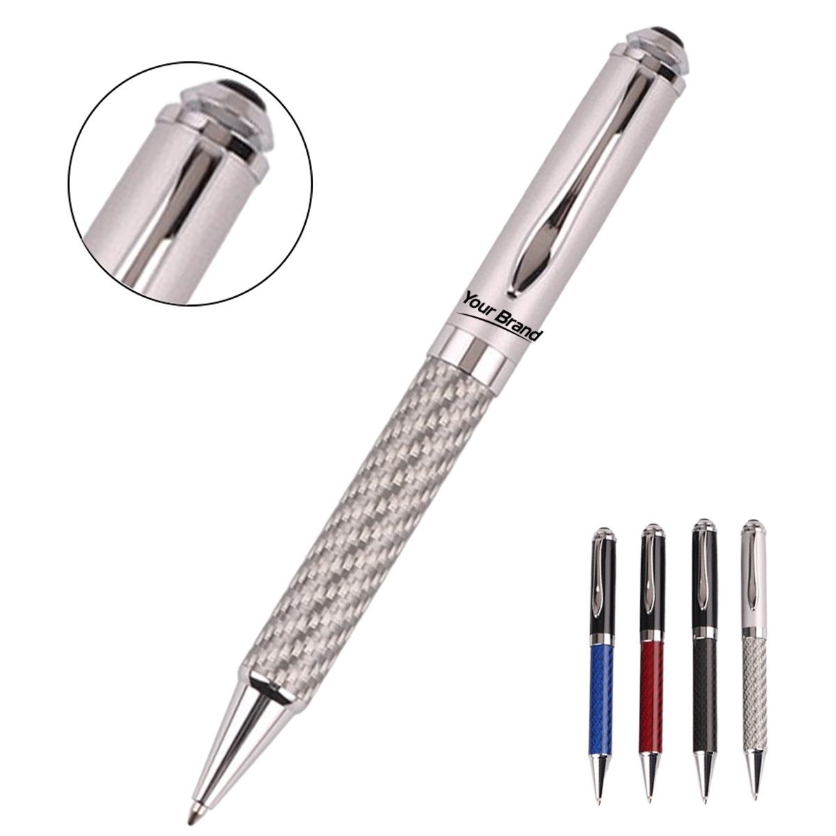 Carbon Fiber Pattern Metal Twist Action Ballpoint Pen