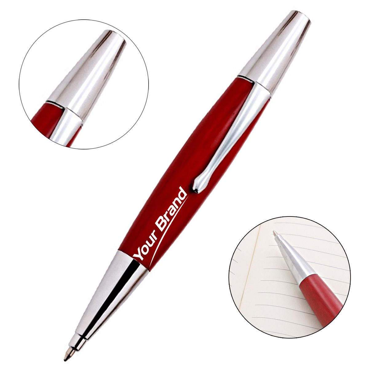 Rosewood Finish Metal Twist Action Ballpoint Pen