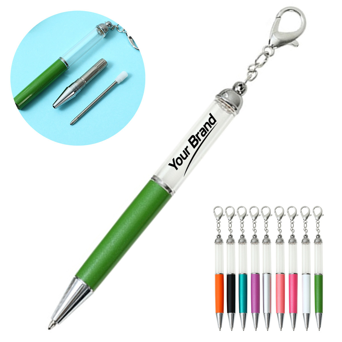 Empty Tube Floating Glitter Keychain Ballpoint Pen