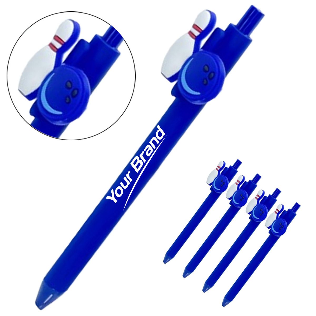 Bowling Sports 3D PVC Patch Click Ballpoint Pen