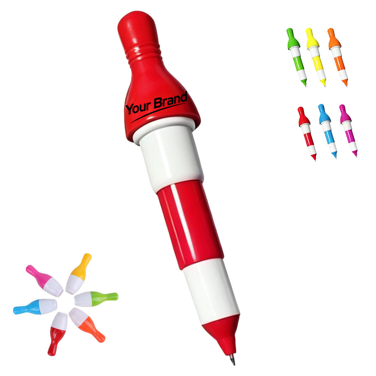 Mini Retractable Bowling Pin Shaped Ballpoint Pen