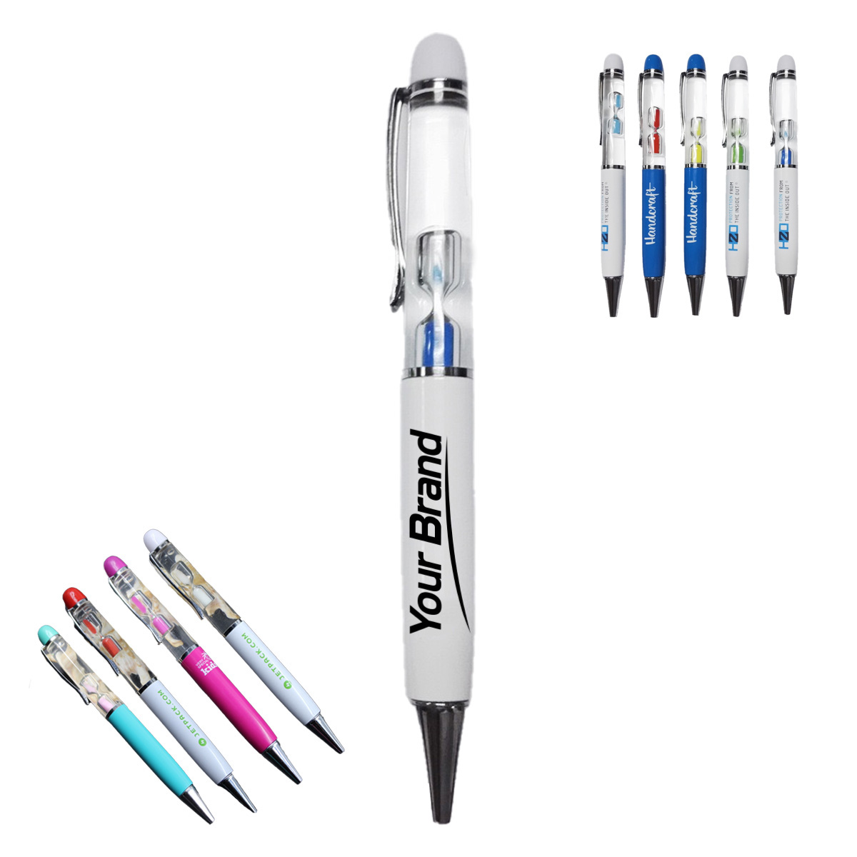 Liquid Motion Hourglass Timer Floating Action Metal Pen