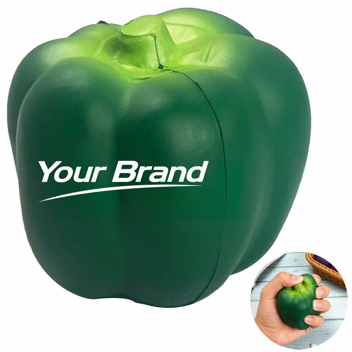 Green Bell Pepper PU Foam Stress Reliever Squeeze Toy