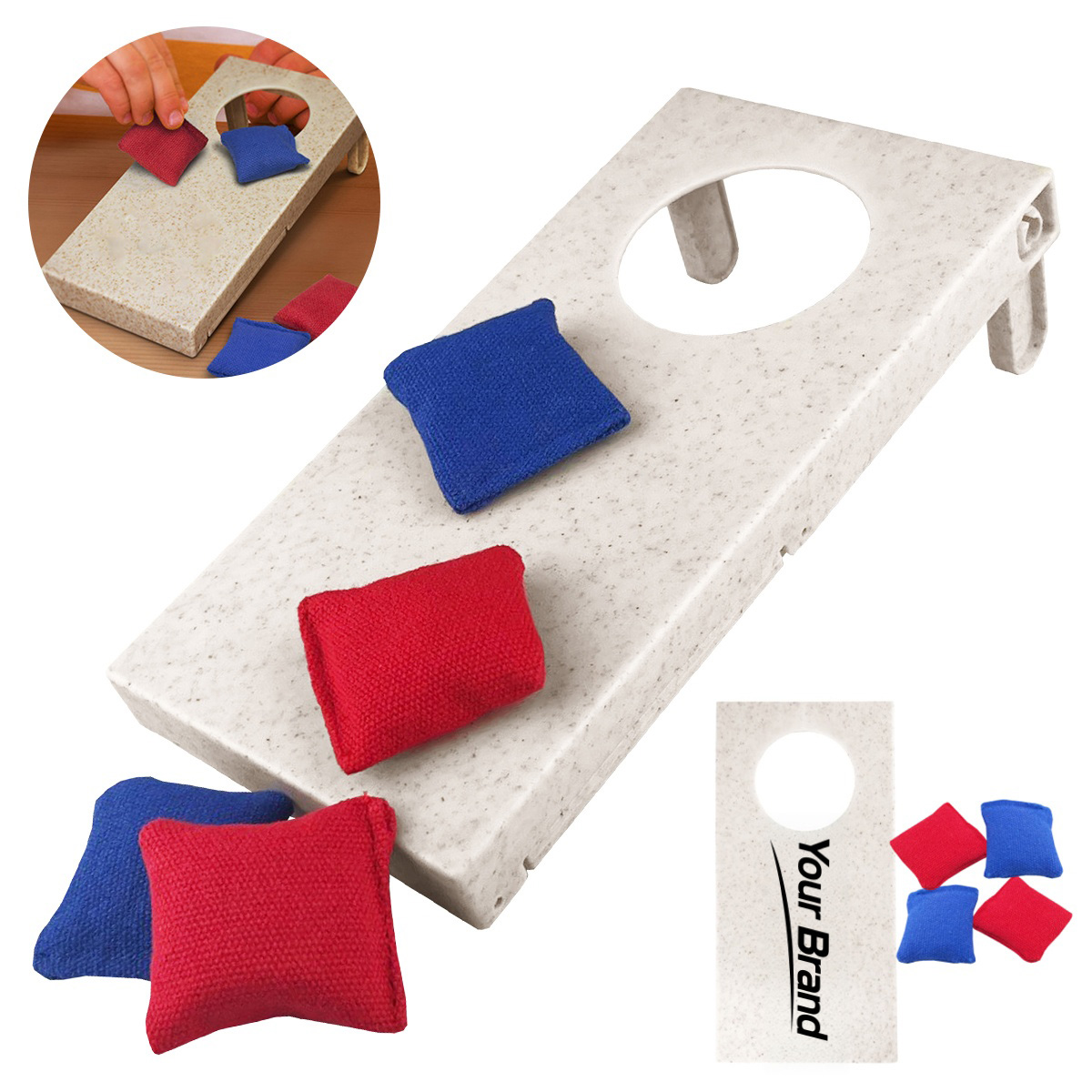 Wheat Straw Desktop Cornhole Toss Game Set