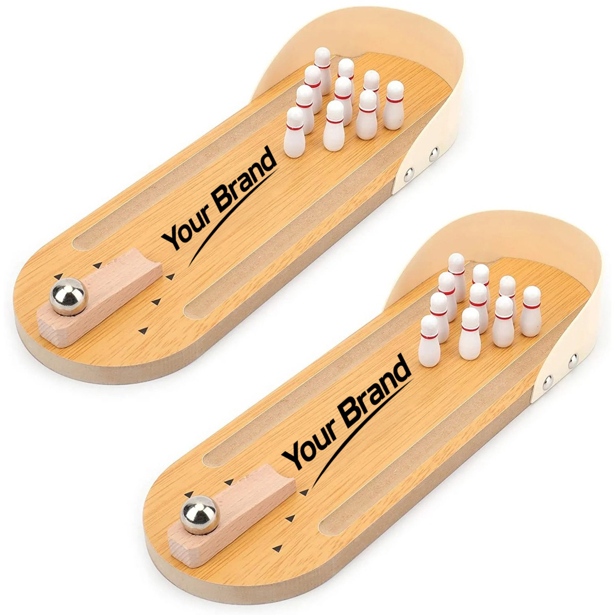 Wooden Mini Desktop Bowling Alley Game Set