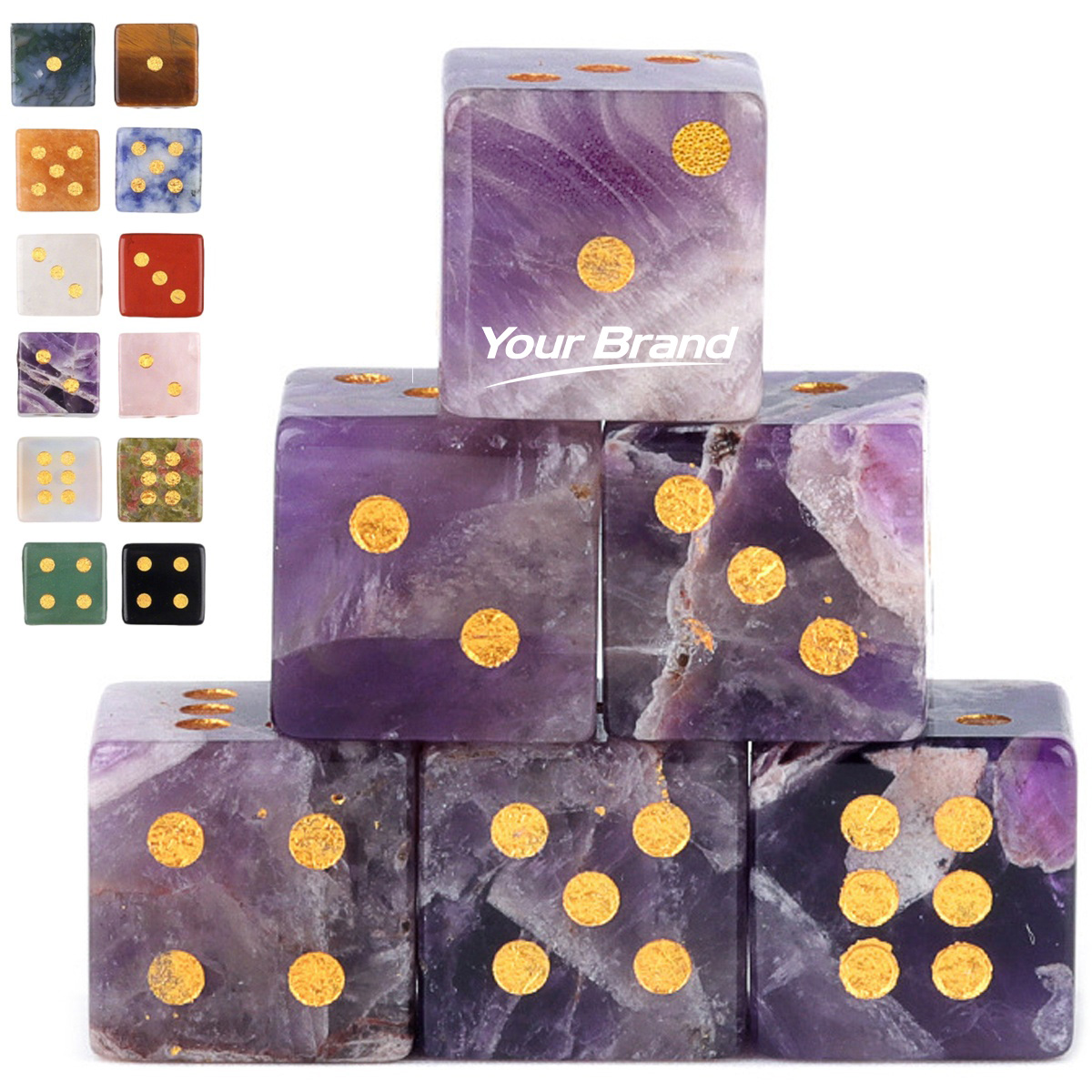 Handcrafted Natural Gemstone Six Sided Casino Dice