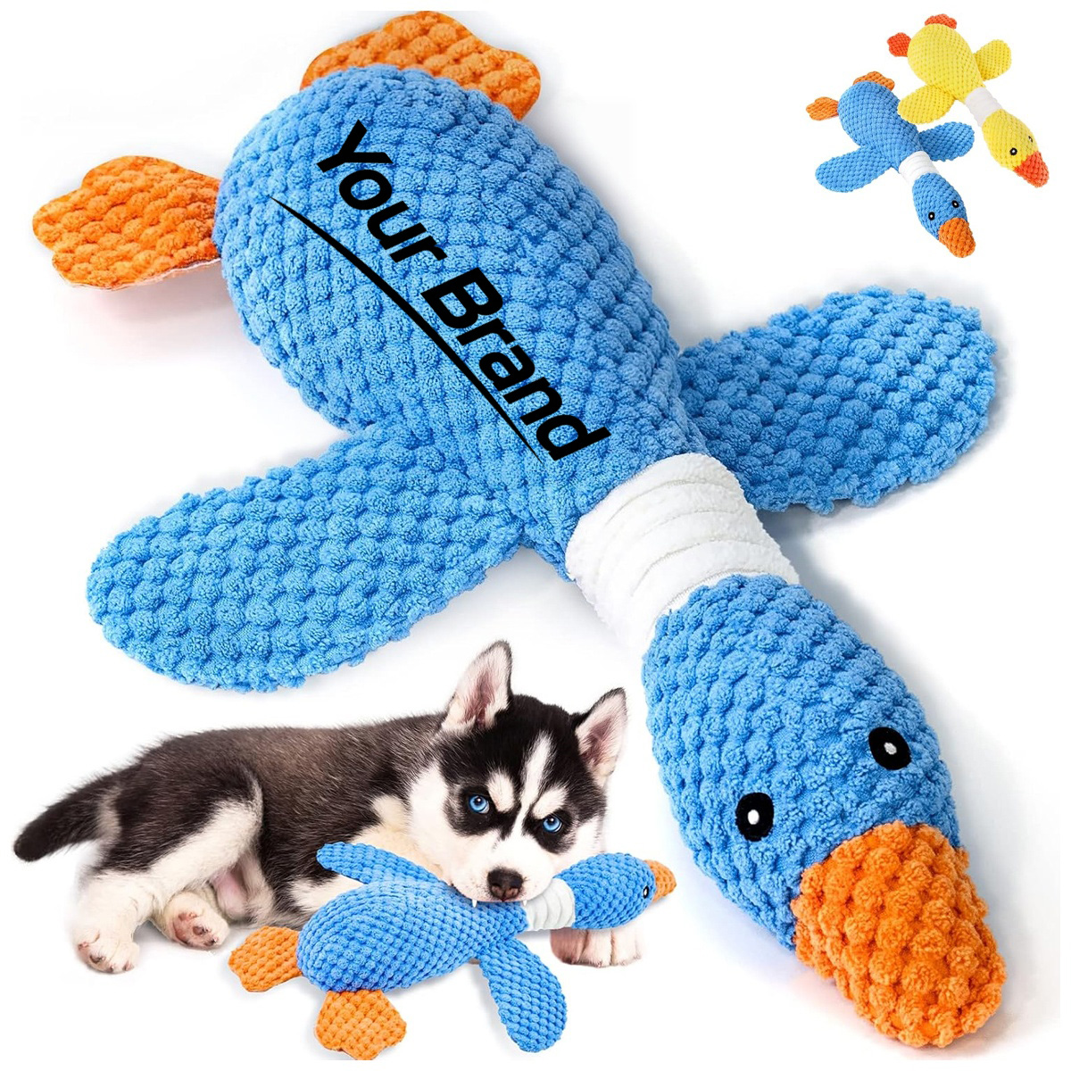 Textured Plush Squeaky Wild Goose Dog Chew Toy