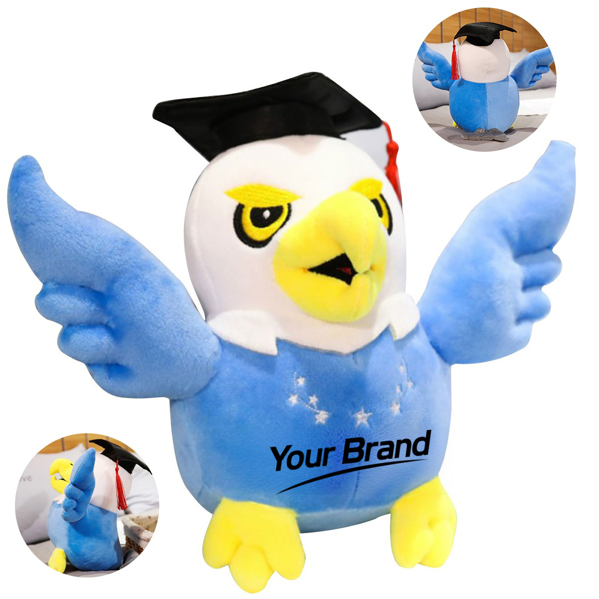 Soft Plush Graduation Eagle Mascot Stuffed Toy