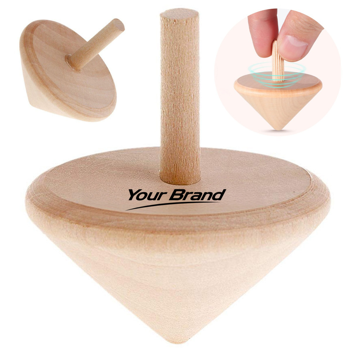 Natural Wood Spinning Top Gyroscope Toy