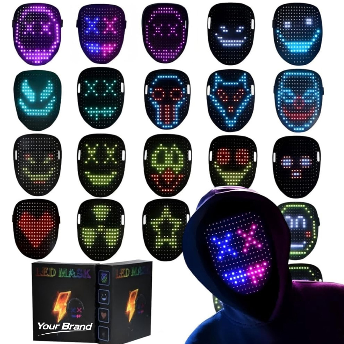 Face Changing LED Light Up Luminous Mask For Party