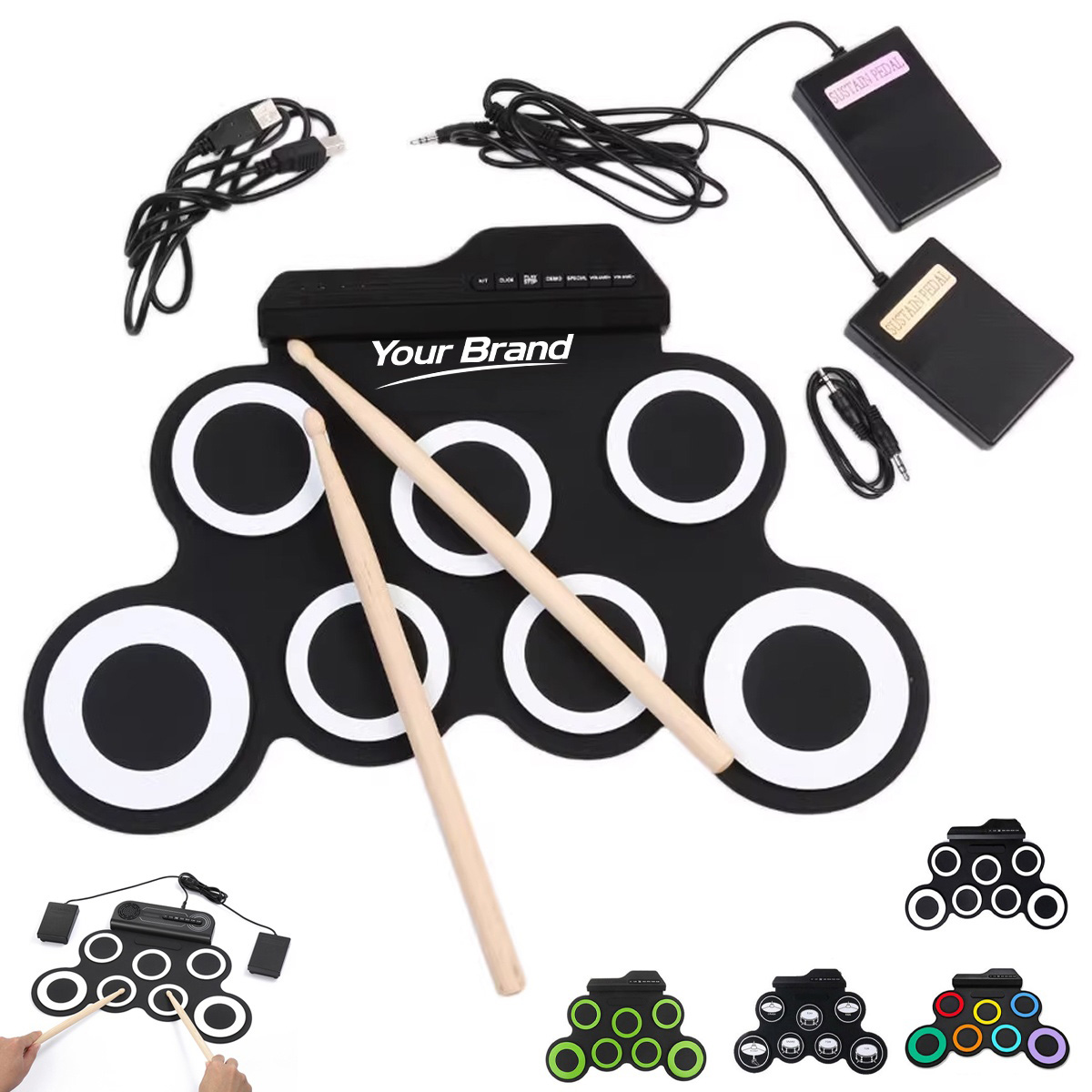 Portable Roll Up Electronic Drum Pad Practice Kit