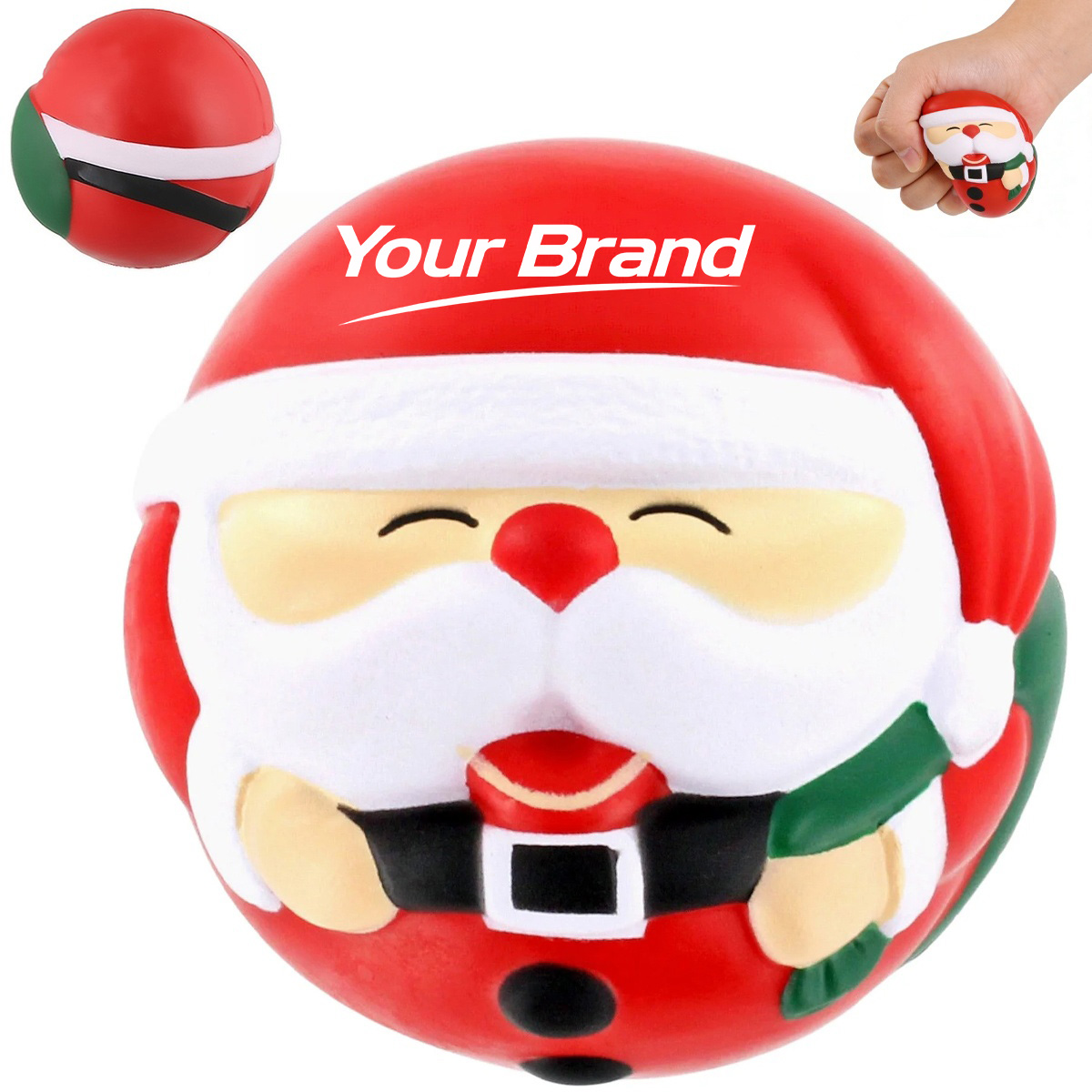 Festive Round Santa Claus PU Foam Stress Reliever Ball