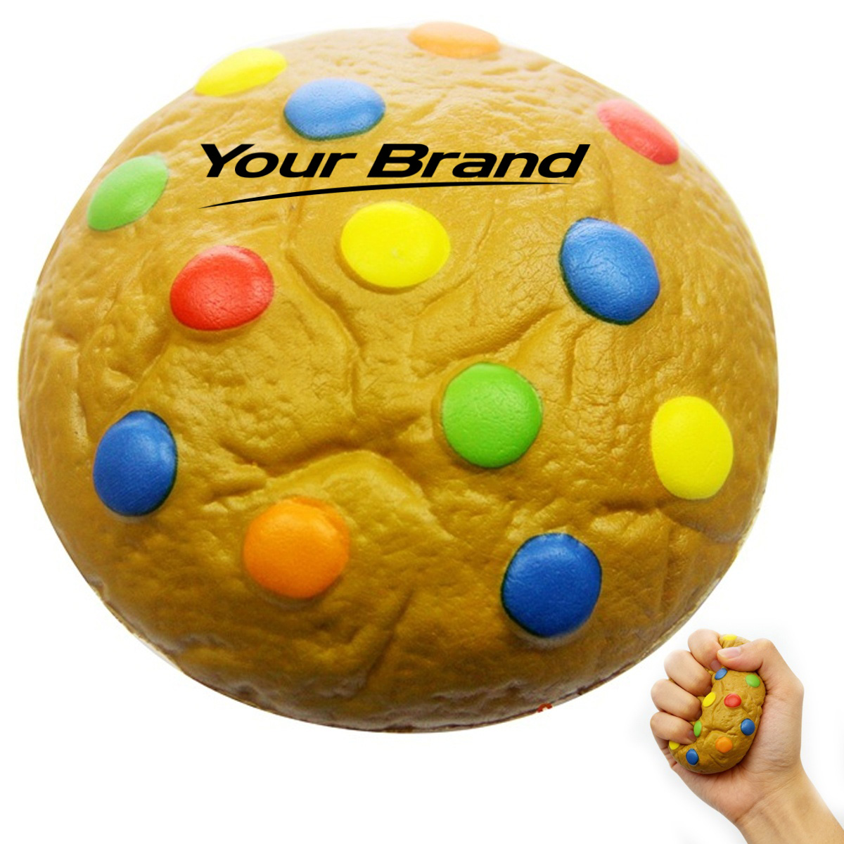PU Foam Rainbow Candy Chip Cookie Stress Reliever