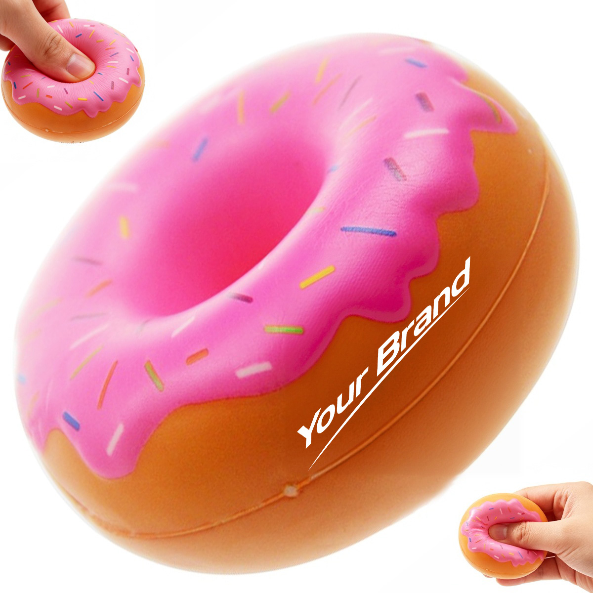PU Foam Pink Frosted Donut Stress Reliever Toy